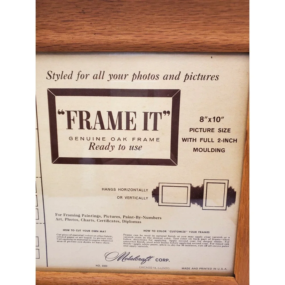 Vintage 1960s Metalcraft OAK Wood Picture Frame 8x10 Mid Century Wide Moulding